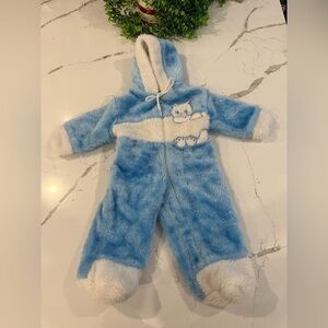 Vintage Claire Bell Blue One Piece Fleece zippered outerwear baby size 6-12mths